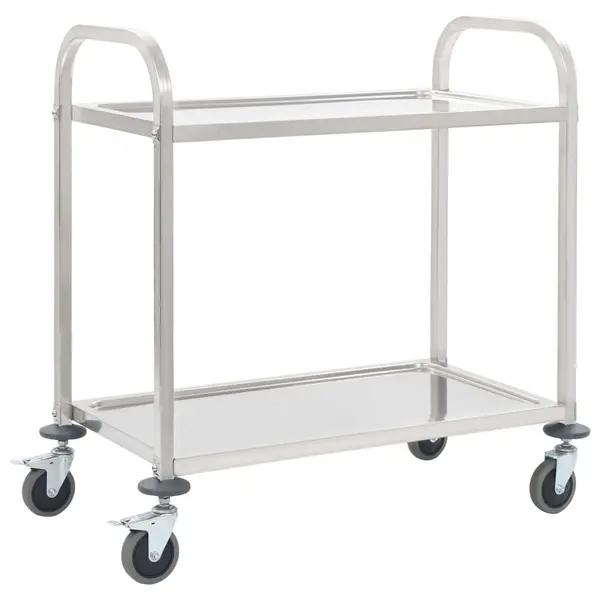 Gossi carucior de bucatarie 2 niveluri 95x45x83,5 cm otel inoxidabil