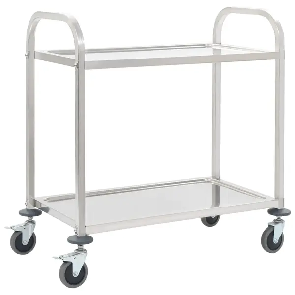 Gossi carucior de bucatarie 2 niveluri 96,5x55x90 cm otel inoxidabil