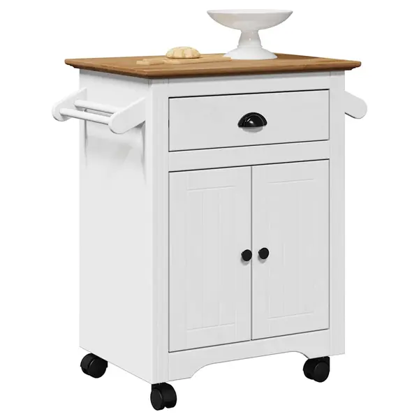 Gossi carucior de bucatarie „bodo” alb si maro 72x45x80 cm