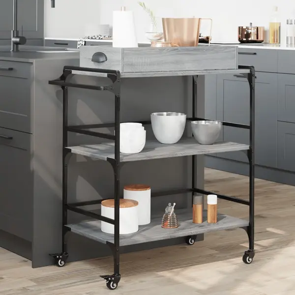 Gossi carucior de bucatarie, gri sonoma 81,5x41x92,5cm lemn prelucrat