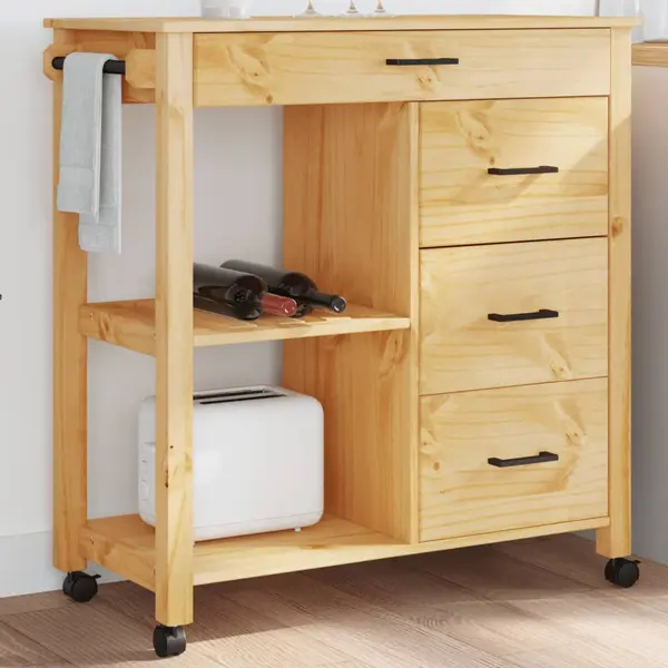 Gossi carucior de bucatarie „monza”, 84x40x90 cm, lemn masiv de pin