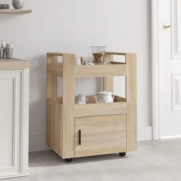 Gossi carucior de bucatarie stejar sonoma 60x45x80 cm lemn prelucrat