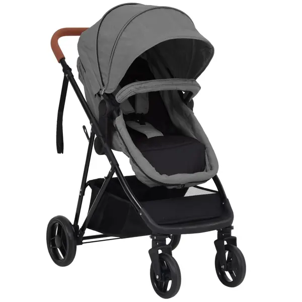 Gossi carucior pentru copii 2-in-1, gri deschis si negru, otel