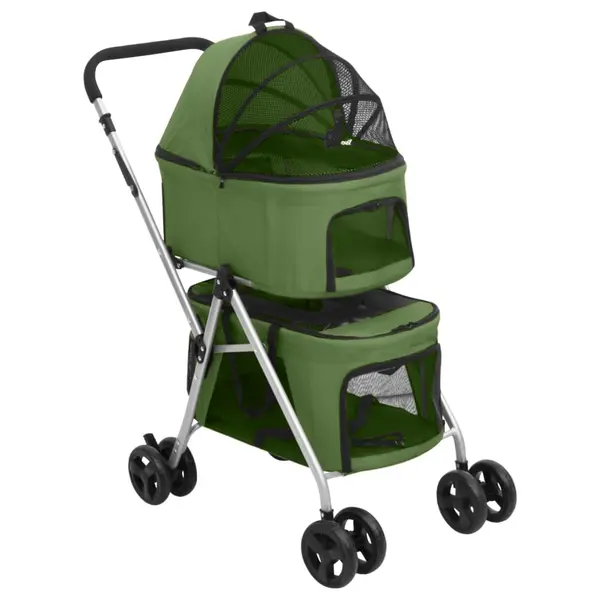 Gossi carucior pliabil caini 2 niveluri verde 83x48x97 cm textil