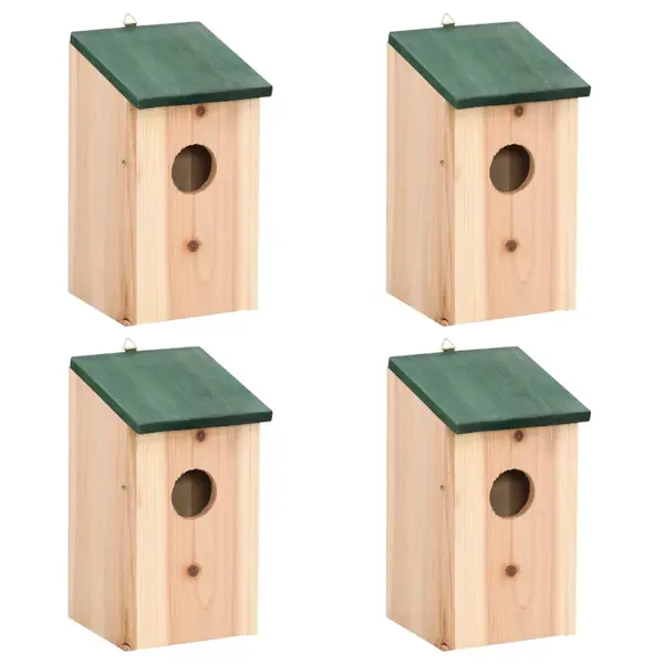 Gossi casute de pasari, 4 buc., 12x12x22 cm, lemn