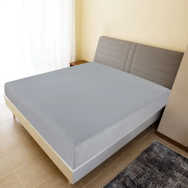 Gossi cearsaf de pat cu elastic, gri, 180x200 cm, bumbac
