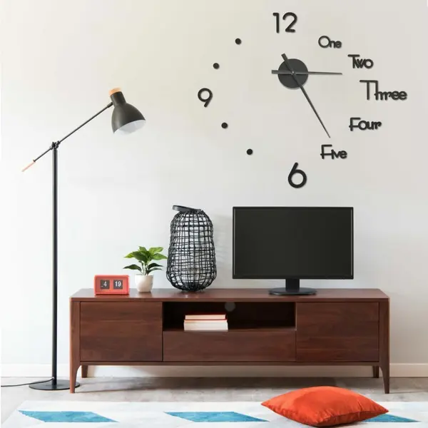 Gossi ceas de perete 3d design modern, negru, 100 cm, xxl
