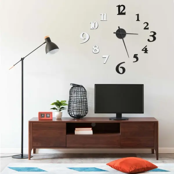 Gossi ceas de perete 3d design modern, negru & alb, 100 cm, xxl