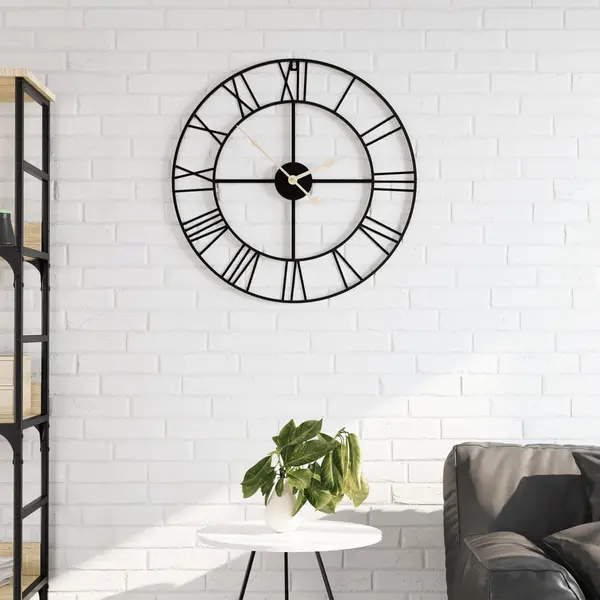 Gossi ceas de perete, negru, Ø50 cm, fier