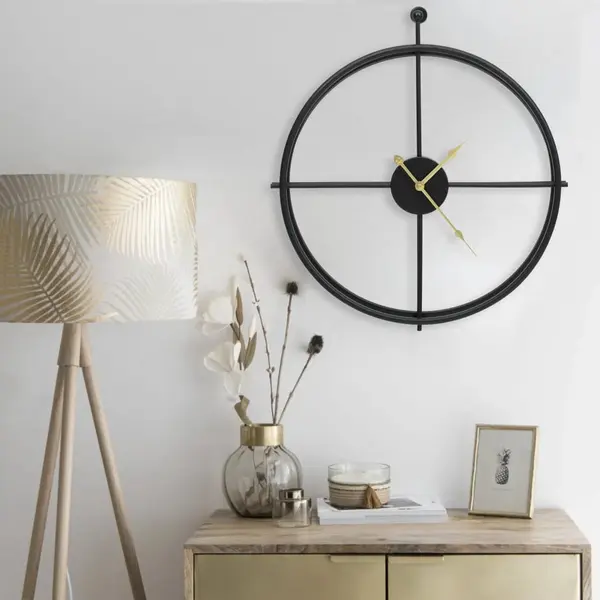 Gossi ceas de perete, negru, 52 cm, fier
