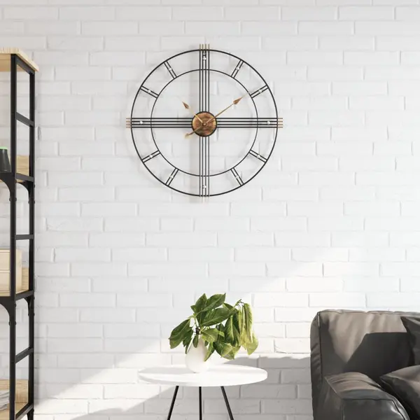 Gossi ceas de perete, negru, Ø60 cm, fier