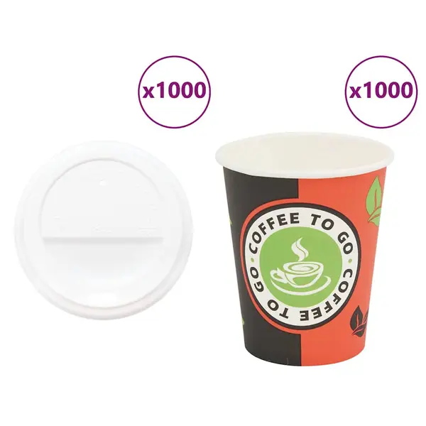 Gossi cesti de cafea din hartie cu capace 1000 buc 8oz 240ml