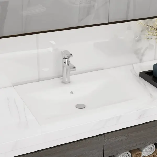 Gossi chiuveta baie lux orificiu robinet alb mat 60x46 cm ceramica