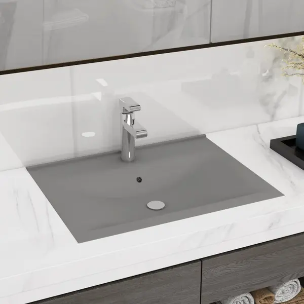 Gossi chiuveta baie lux orificiu robinet gri mat 60x46 cm ceramica
