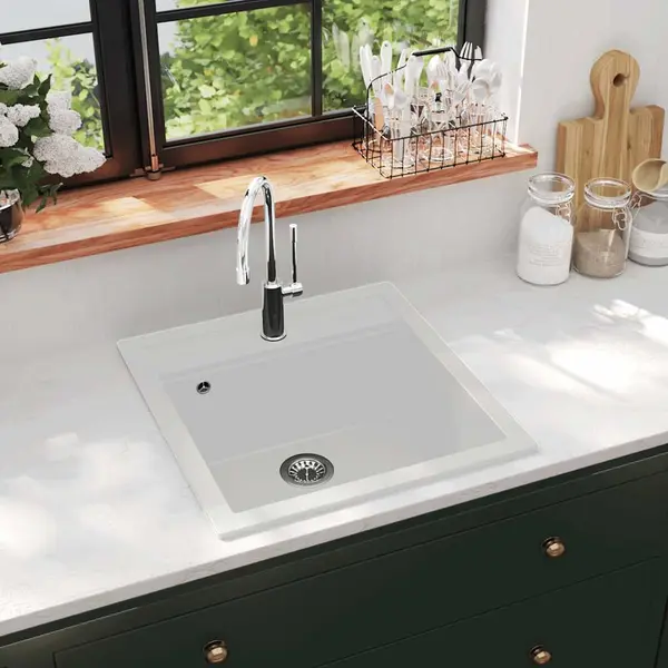 Gossi chiuveta de bucatarie din granit, alb, bazin unic