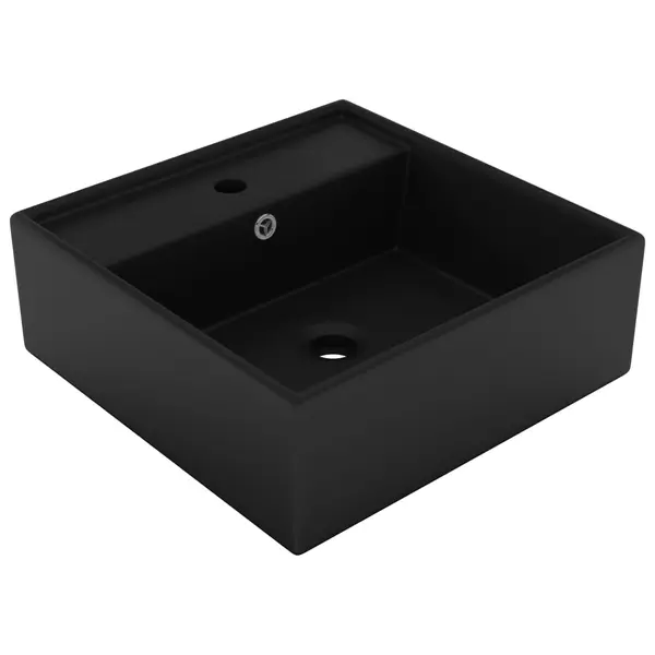 Gossi chiuveta lux cu preaplin negru mat, 41x41 cm, ceramica, patrat