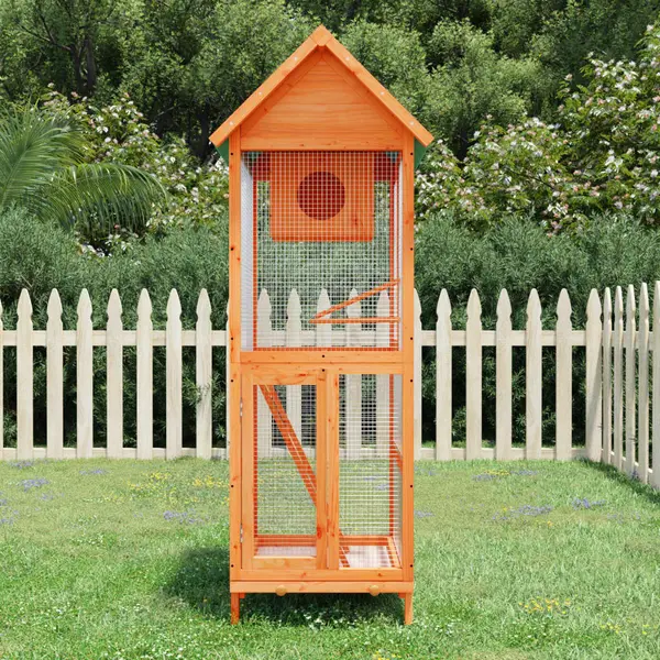 Gossi colivie de pasari maro 60x58,5x160 cm din lemn masiv de pin