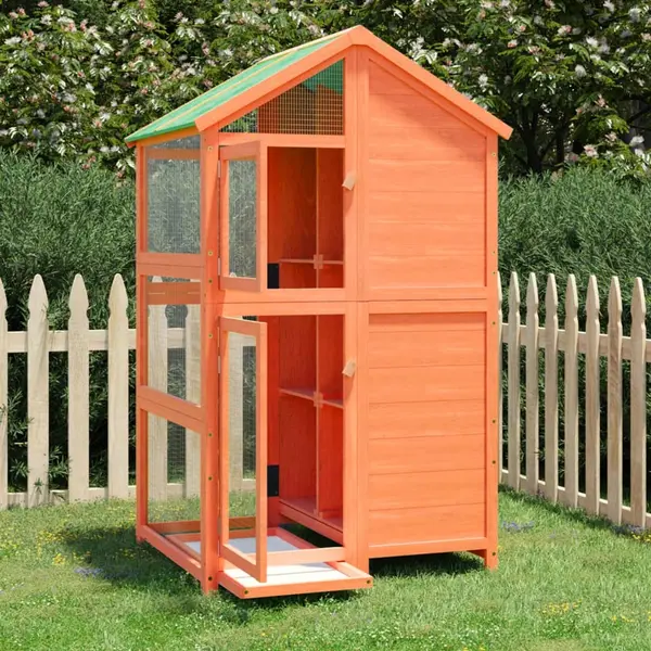 Gossi colivie de pasari, maro, 97x81x152 cm, lemn masiv de pin