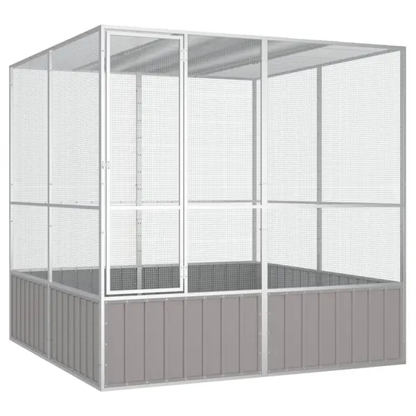 Gossi colivie pentru pasari gri 213,5x217,5x211,5 cm otel galvanizat