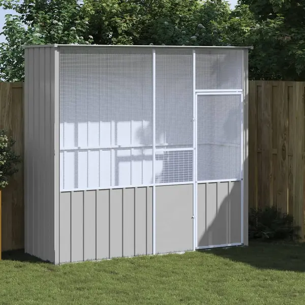 Gossi colivie pentru pasari gri 215x78x200 cm otel galvanizat
