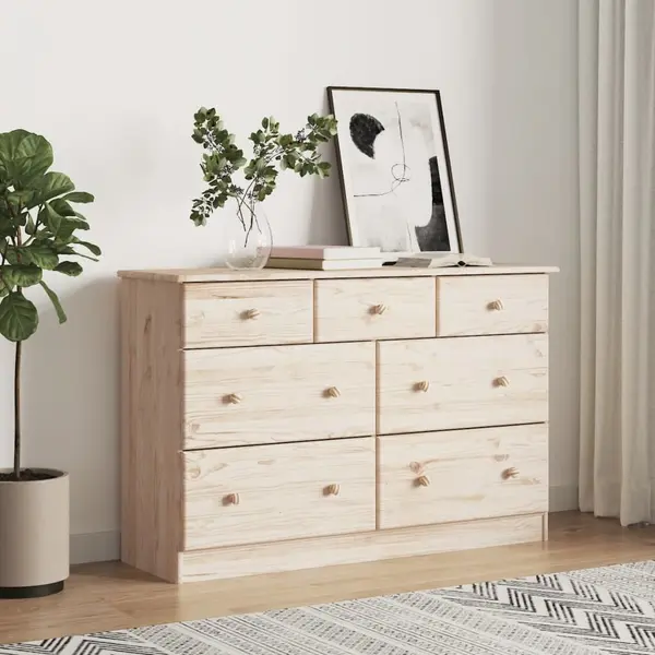 Gossi comoda cu sertare alta, 112x35x73 cm, lemn masiv de pin