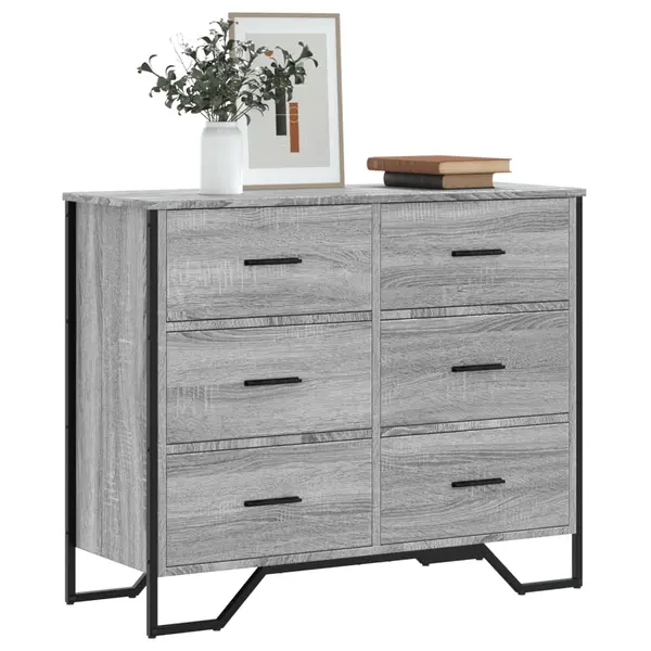Gossi comoda cu sertare, gri sonoma 91x35,5x74,5 cm lemn prelucrat
