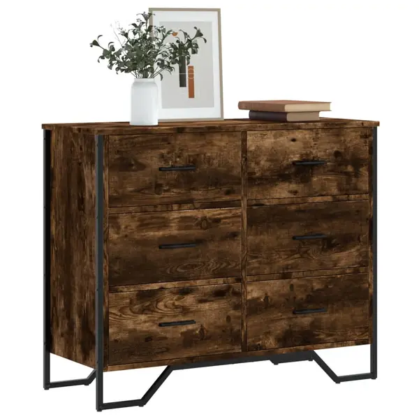 Gossi comoda cu sertare stejar fumuriu 91x35,5x74,5 cm lemn prelucrat