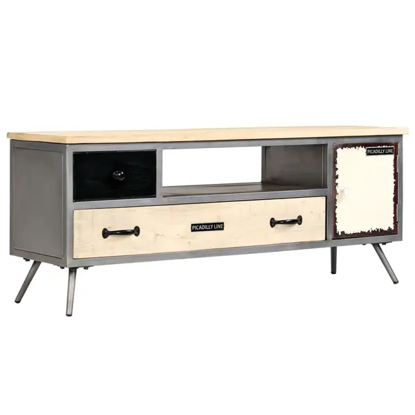 Gossi comoda tv, 120 x 30 x 45 cm, lemn masiv de mango si otel