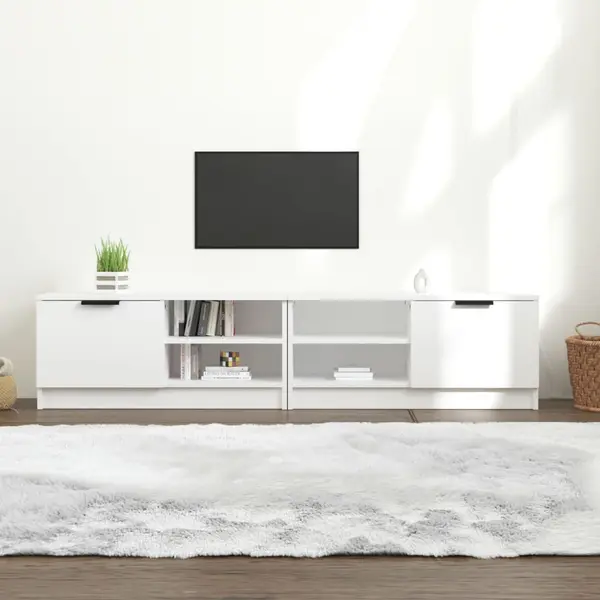 Gossi comoda tv, 2 buc., alb, 80x35x36,5 cm, lemn prelucrat