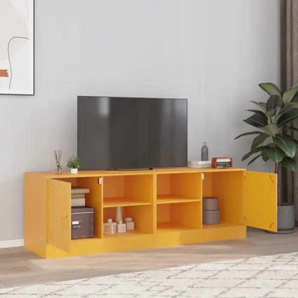 Gossi comoda tv, 2 buc., galben mustar, 67x39x44 cm, otel