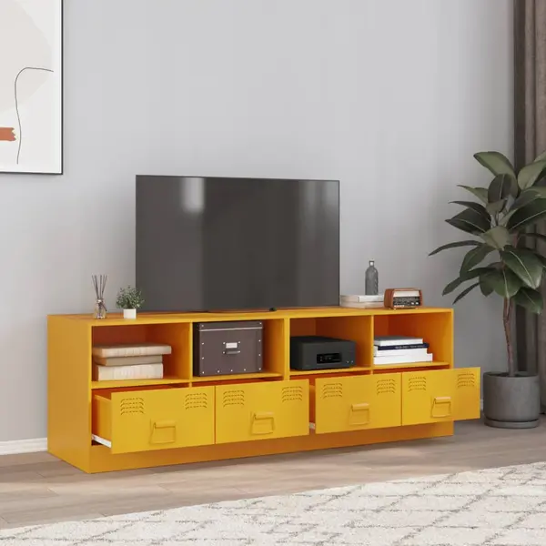 Gossi comoda tv, 2 buc., galben mustar, 67x39x44 cm, otel