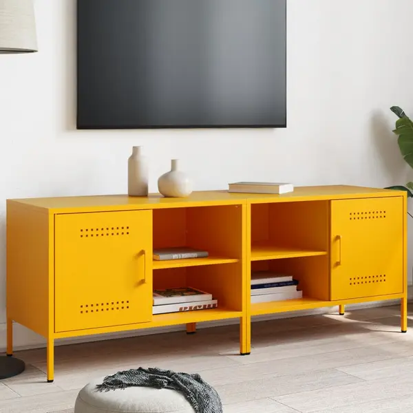 Gossi comoda tv, 2 buc., galben mustar, 68x39x50,5 cm, otel