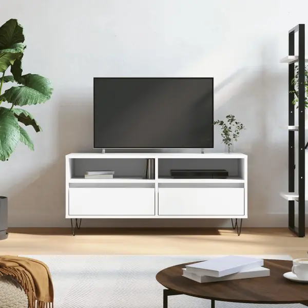 Gossi comoda tv, alb, 100x34,5x44,5 cm, lemn prelucrat
