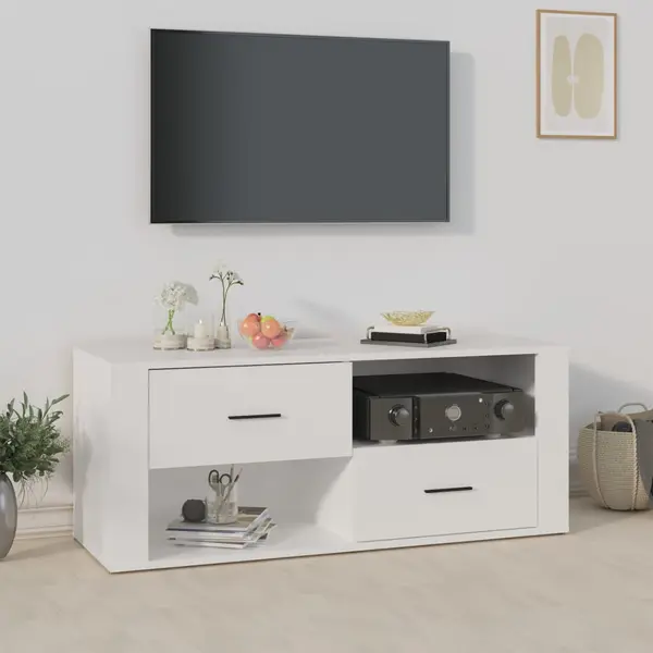 Gossi comoda tv, alb, 100x35x40 cm, lemn prelucrat