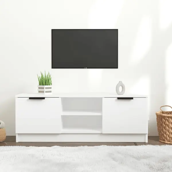 Gossi comoda tv, alb, 102x35x36,5 cm, lemn prelucrat
