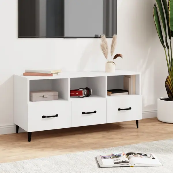 Gossi comoda tv, alb, 102x35x50 cm, lemn compozit