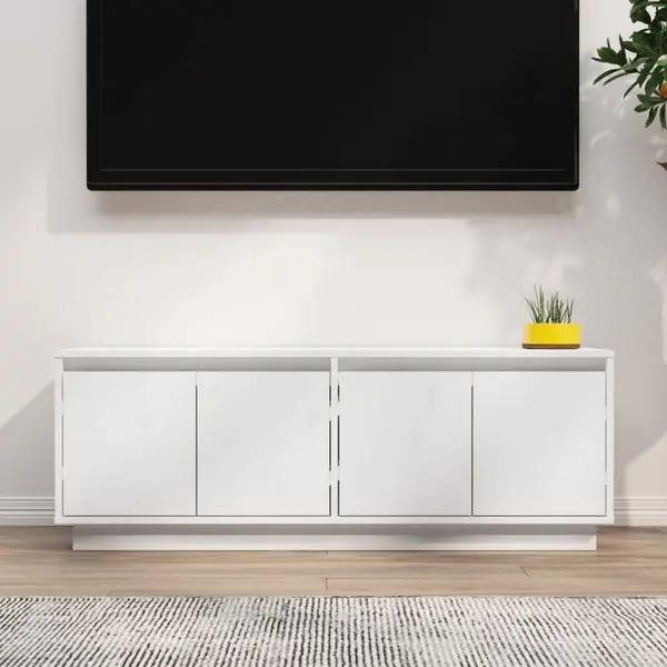 Gossi comoda tv, alb, 110x34x40 cm, lemn masiv de pin