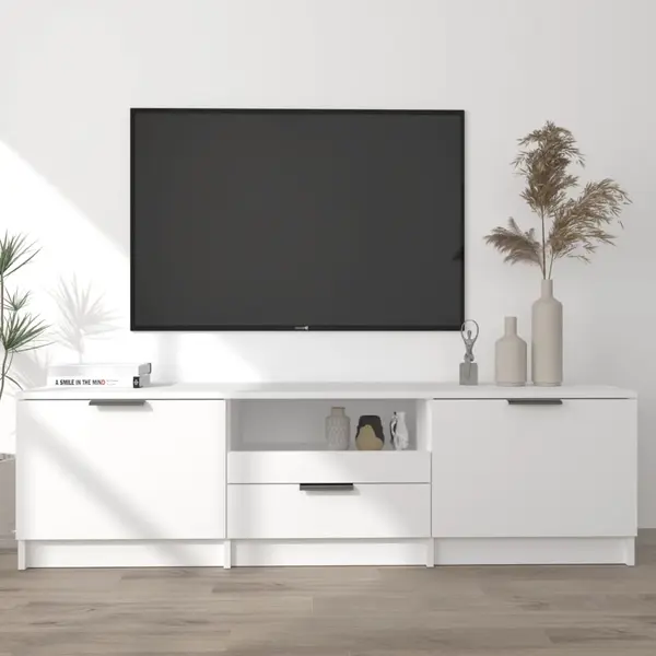 Gossi comoda tv, alb, 140x35x40 cm, lemn prelucrat