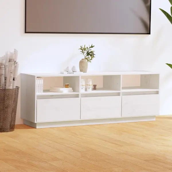 Gossi comoda tv, alb, 140x37x50 cm, lemn masiv de pin