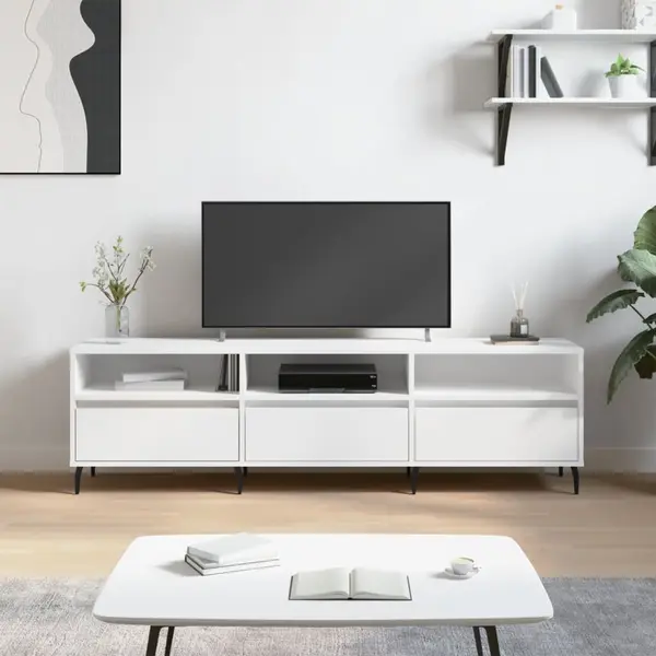 Gossi comoda tv, alb, 150x30x44,5 cm, lemn prelucrat