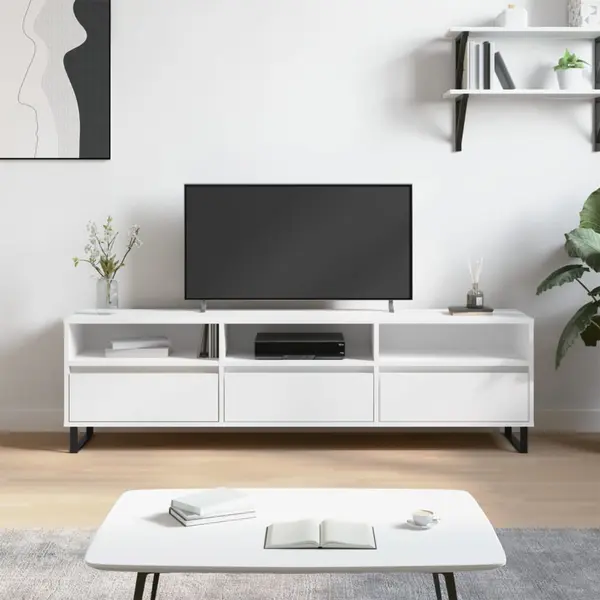 Gossi comoda tv, alb, 150x30x44,5 cm, lemn prelucrat