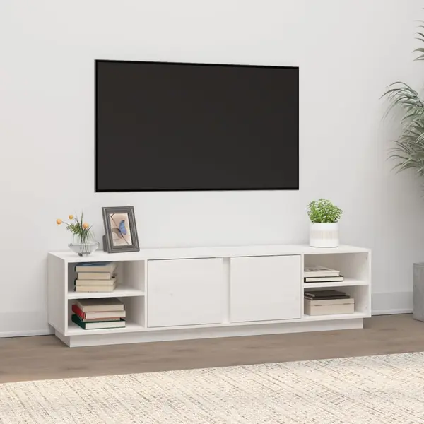 Gossi comoda tv, alb, 156x40x40 cm, lemn masiv de pin
