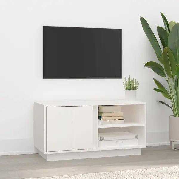 Gossi comoda tv, alb, 80x35x40,5 cm, lemn masiv de pin