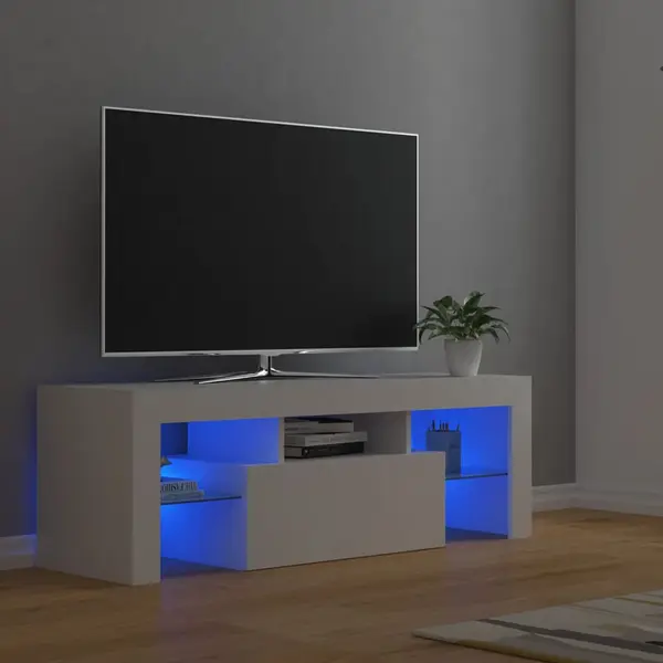 Gossi comoda tv cu lumini led, alb, 120x35x40 cm