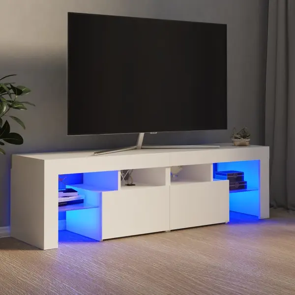 Gossi comoda tv cu lumini led, alb, 140x36,5x40 cm