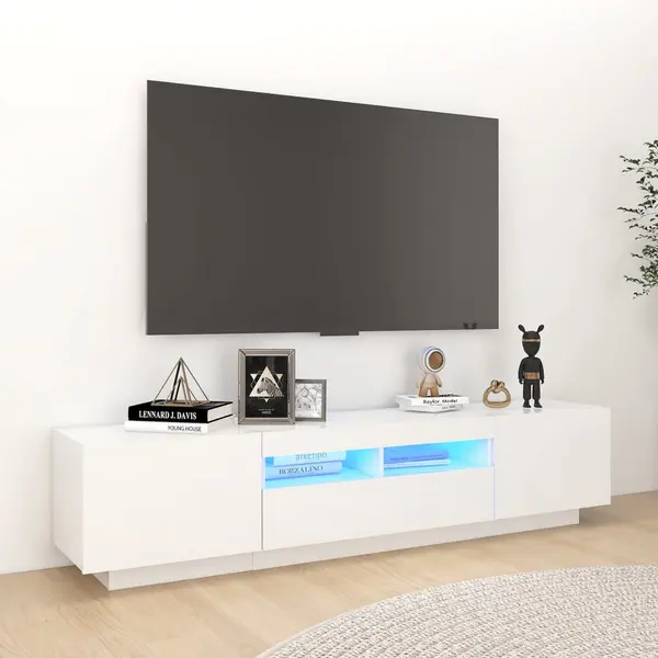 Gossi comoda tv cu lumini led, alb, 180x35x40 cm