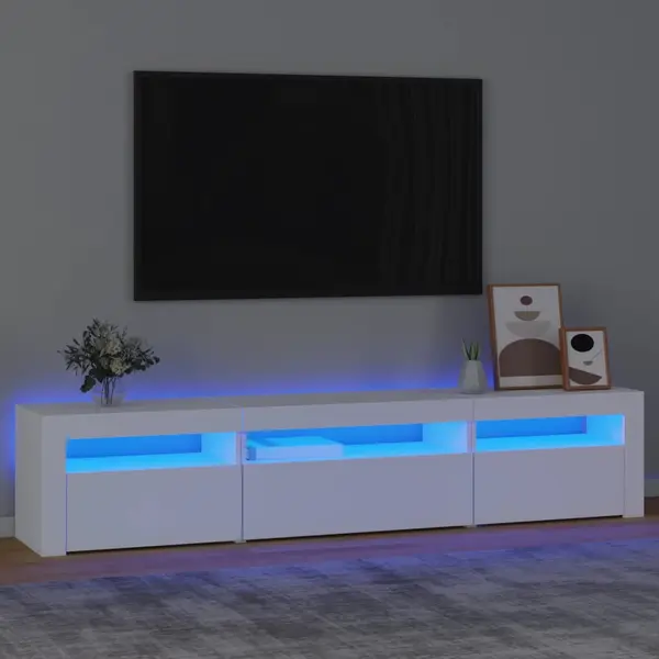Gossi comoda tv cu lumini led, alb, 195x35x40 cm