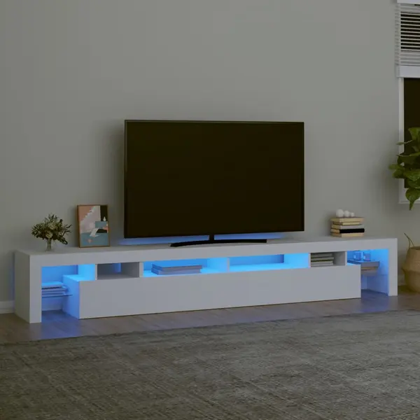 Gossi comoda tv cu lumini led, alb, 260x36,5x40cm