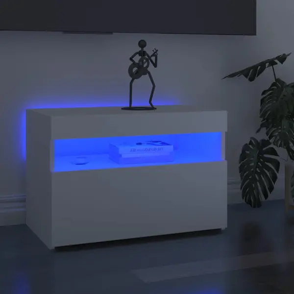 Gossi comoda tv cu lumini led, alb, 60x35x40 cm