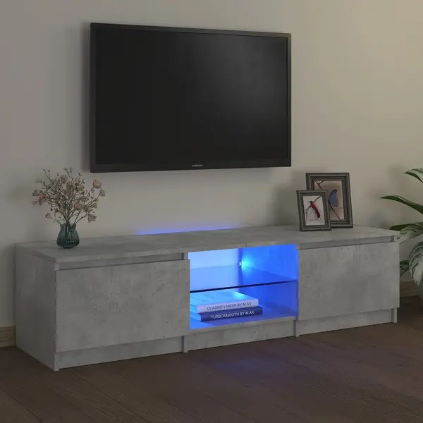 Gossi comoda tv cu lumini led, gri beton, 140x40x35,5 cm